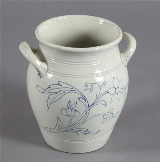 A Rostrand two handled cream glazed vase, height 10in.